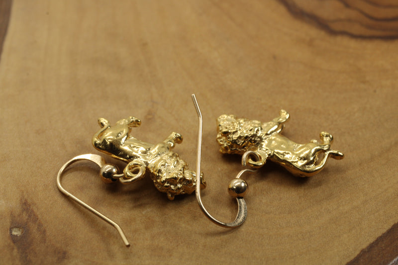 14kt Gold Vermeil Male Lion Dangle Earrings