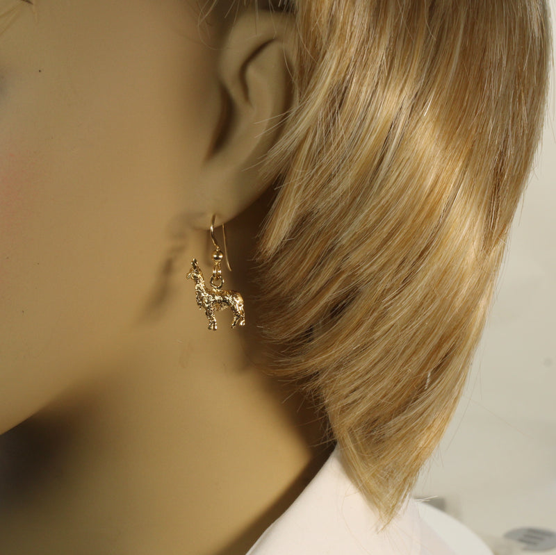Suri Alpaca Earrings for Alpaca Rancher Gift with 14kt Gold Vermeil Alpacas