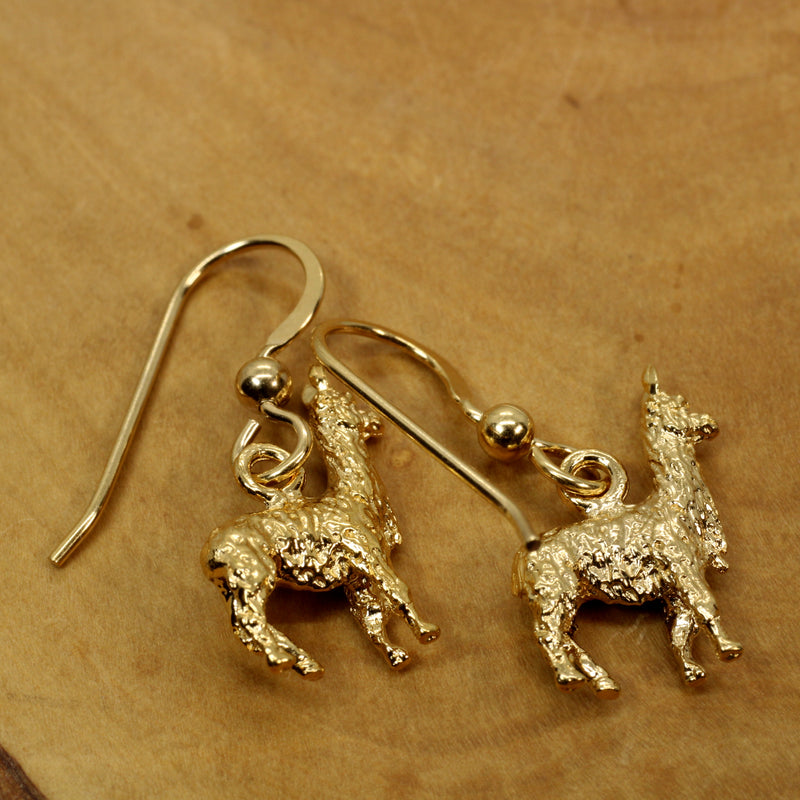 Suri Alpaca Earrings for Alpaca Rancher Gift with 14kt Gold Vermeil Alpacas