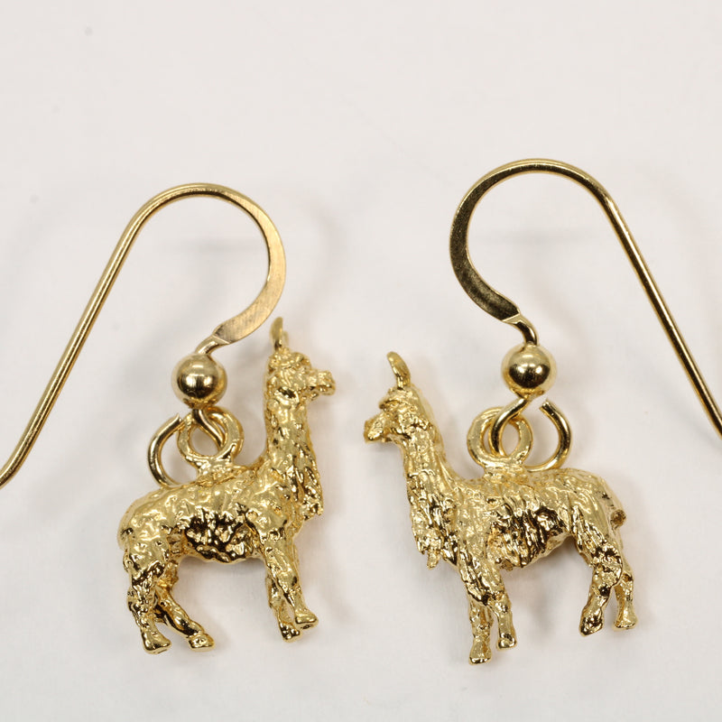 Suri Alpaca Earrings for Alpaca Rancher Gift with 14kt Gold Vermeil Alpacas