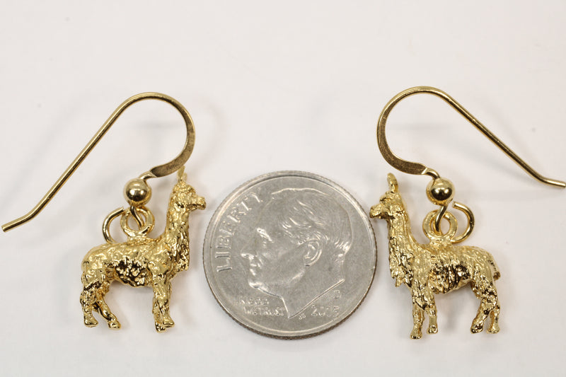 Suri Alpaca Earrings for Alpaca Rancher Gift with 14kt Gold Vermeil Alpacas