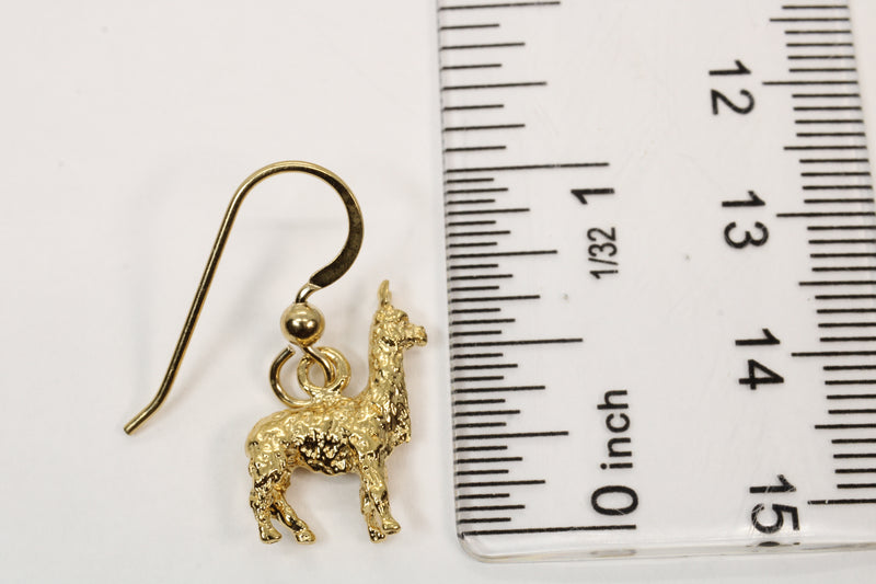 Suri Alpaca Earrings for Alpaca Rancher Gift with 14kt Gold Vermeil Alpacas