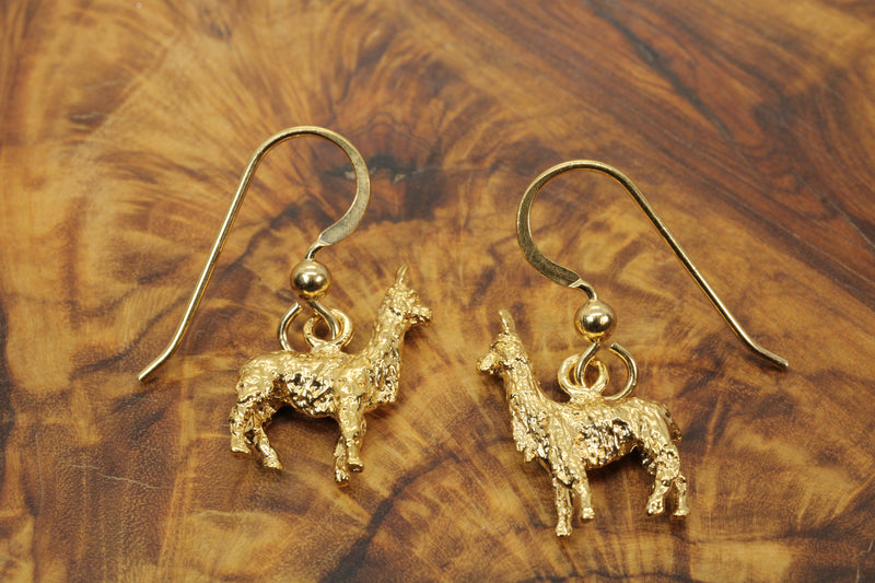 Suri Alpaca Earrings for Alpaca Rancher Gift with 14kt Gold Vermeil Alpacas