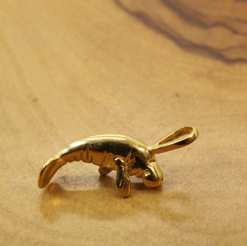 Gold Manatee Necklace made in 14kt gold vermeil for him or her