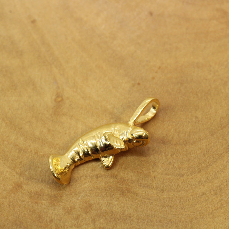 Gold Manatee Necklace made in 14kt gold vermeil for him or her