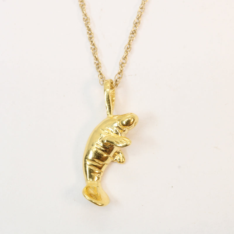 Gold Manatee Necklace made in 14kt gold vermeil for him or her