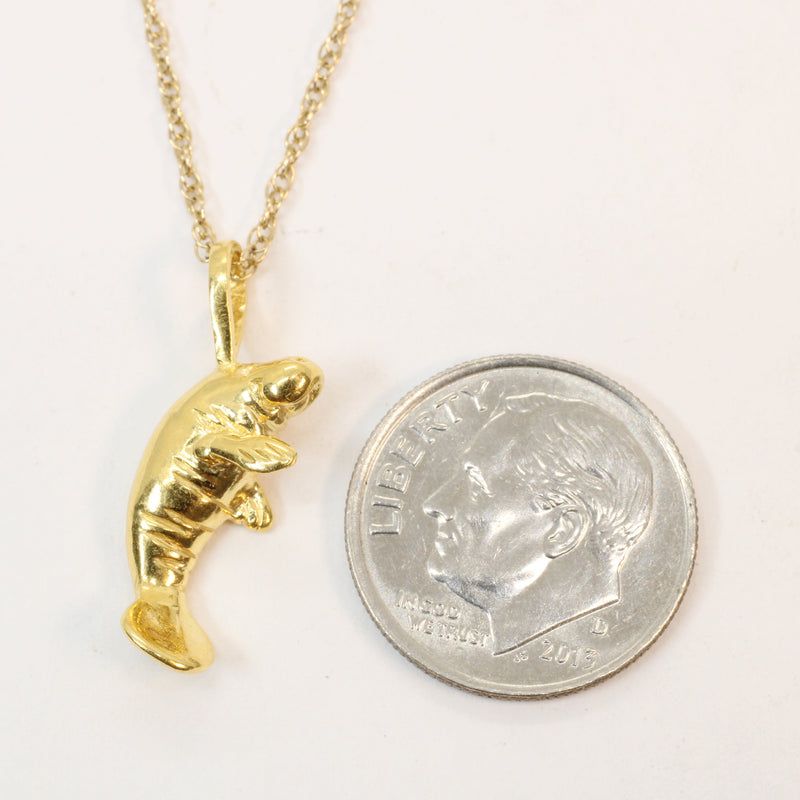 Gold Manatee Necklace made in 14kt gold vermeil for him or her