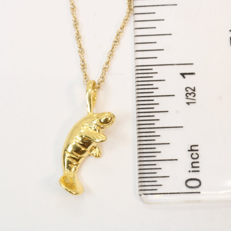 Gold Manatee Necklace made in 14kt gold vermeil for him or her