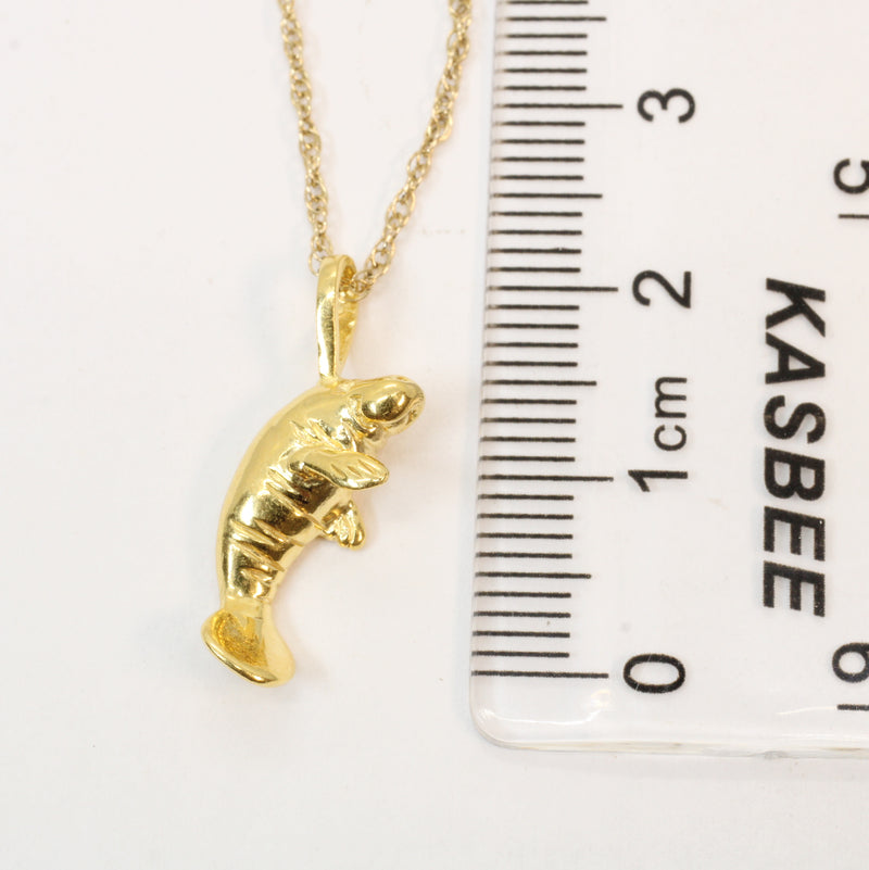 Gold Manatee Necklace made in 14kt gold vermeil for him or her