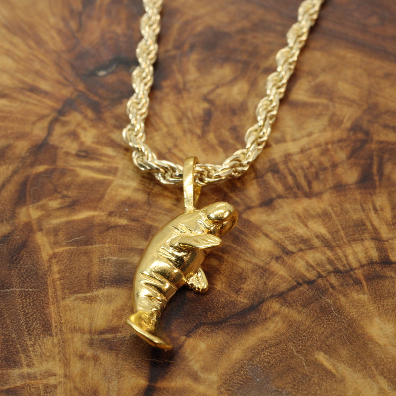 Gold Manatee Necklace made in 14kt gold vermeil for him or her