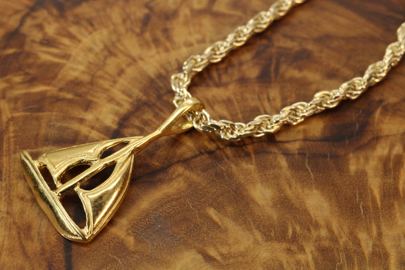 Gold Sailboat Necklace with two sails made in 14kt Gold Vermeil