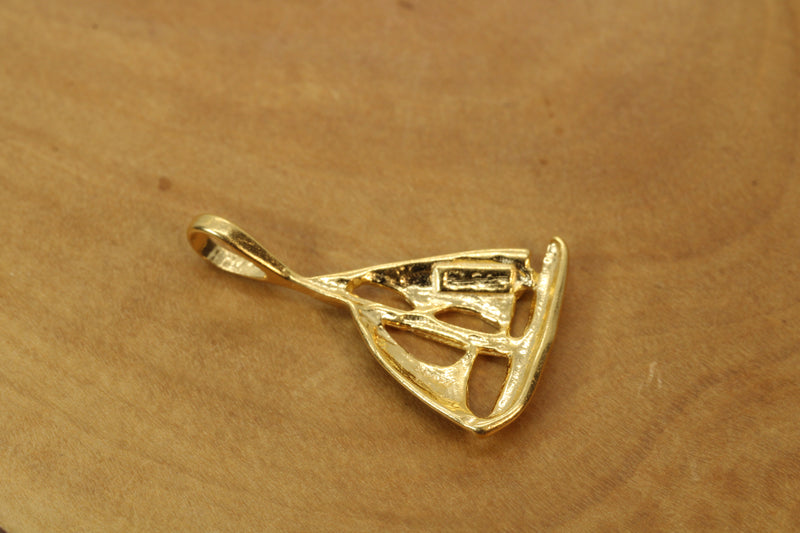 Gold Sailboat Necklace with two sails made in 14kt Gold Vermeil
