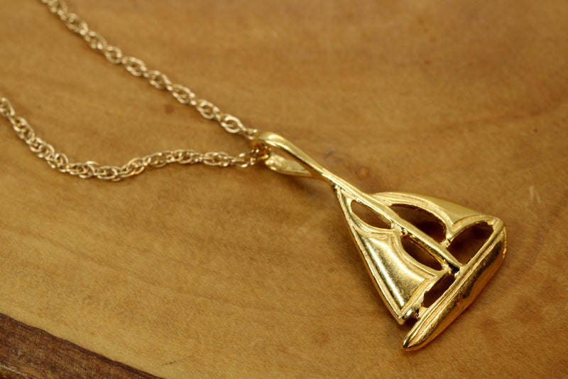 Gold Sailboat Necklace with two sails made in 14kt Gold Vermeil