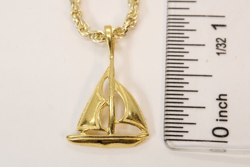 Gold Sailboat Necklace with two sails made in 14kt Gold Vermeil