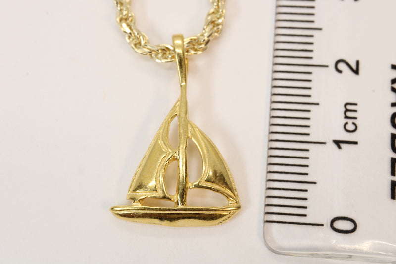 Gold Sailboat Necklace with two sails made in 14kt Gold Vermeil