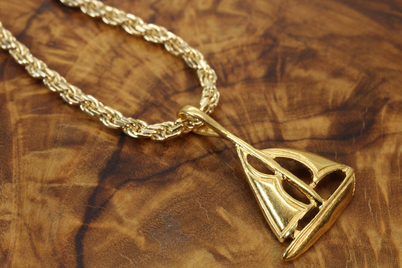 Gold Sailboat Necklace with two sails made in 14kt Gold Vermeil