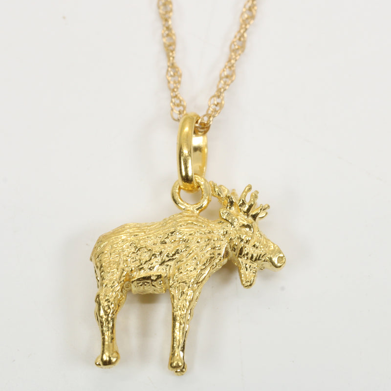 Gold Moose Necklace for him or her made in gold vermeil