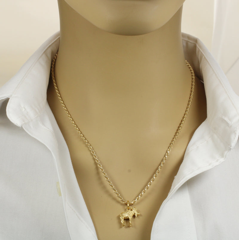 Gold Moose Necklace for him or her made in gold vermeil