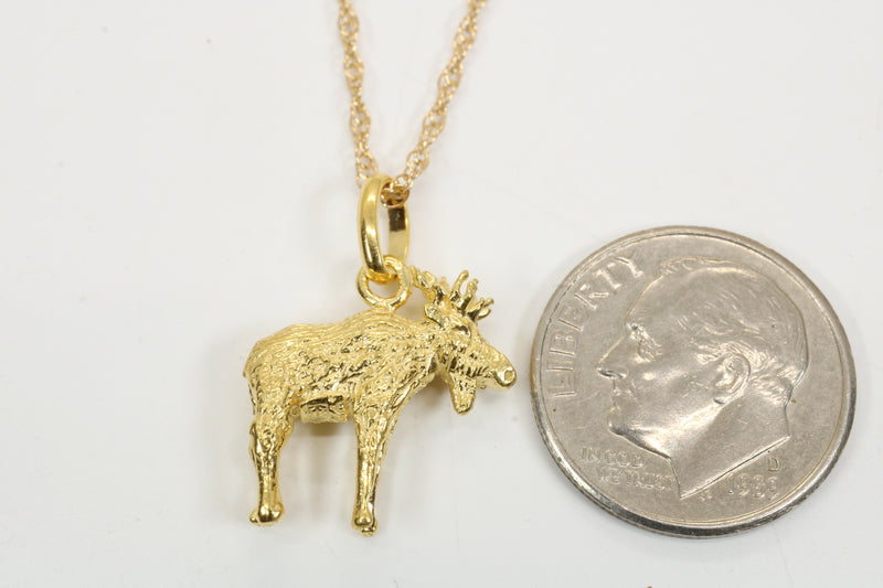 Gold Moose Necklace for him or her made in gold vermeil