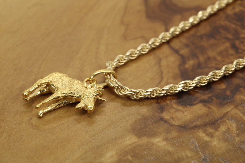 Gold Moose Necklace for him or her made in gold vermeil