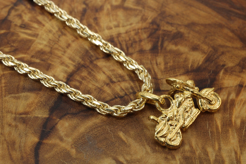 Gold Motorcycle Necklace for him or her made in 14kt gold vermeil