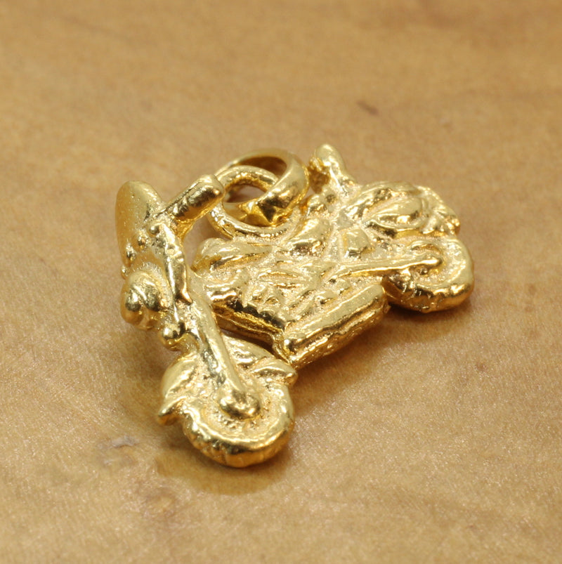 Gold Motorcycle Necklace for him or her made in 14kt gold vermeil