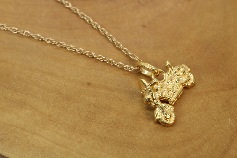 Gold Motorcycle Necklace for him or her made in 14kt gold vermeil