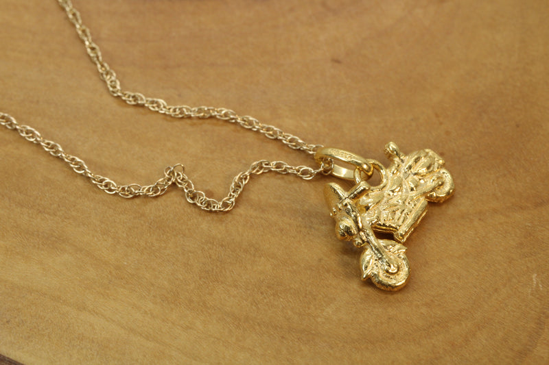 Gold Motorcycle Necklace for him or her made in 14kt gold vermeil