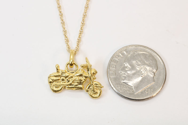 Gold Motorcycle Necklace for him or her made in 14kt gold vermeil
