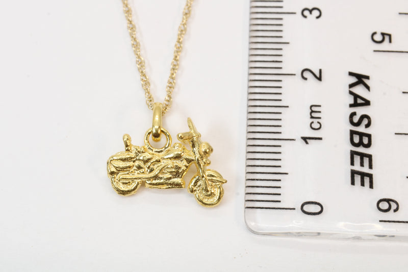 Gold Motorcycle Necklace for him or her made in 14kt gold vermeil