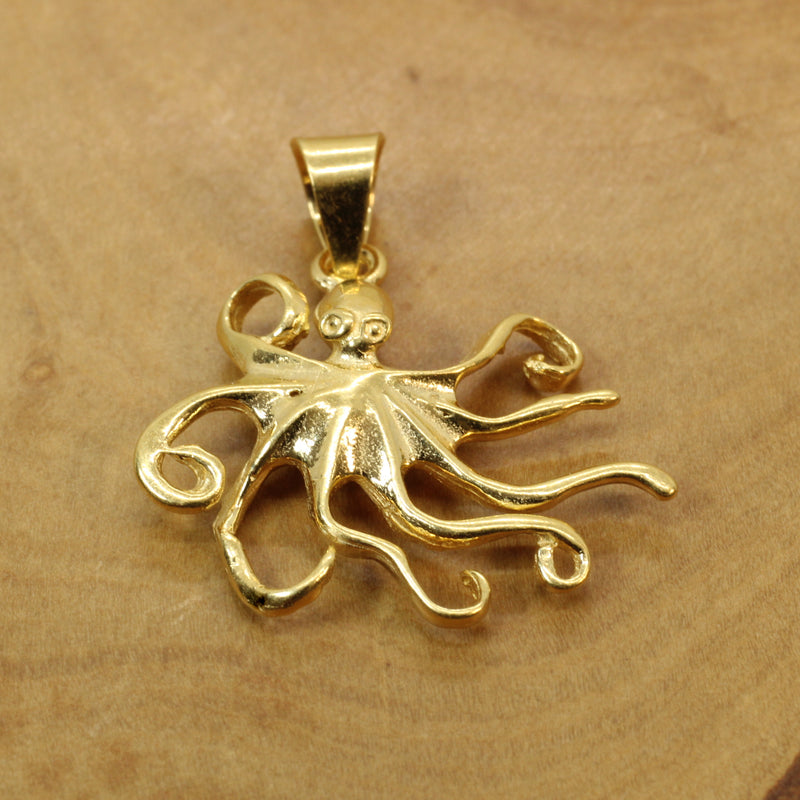 Gold Octopus or Squid Necklace made in 14kt gold vermeil
