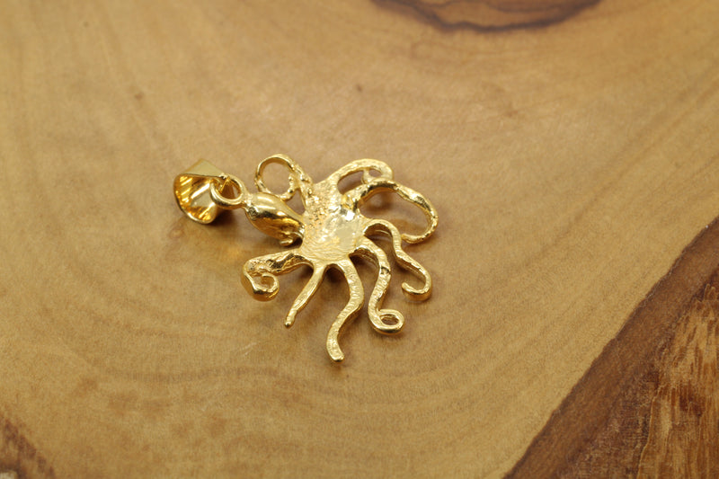 Gold Octopus or Squid Necklace made in 14kt gold vermeil