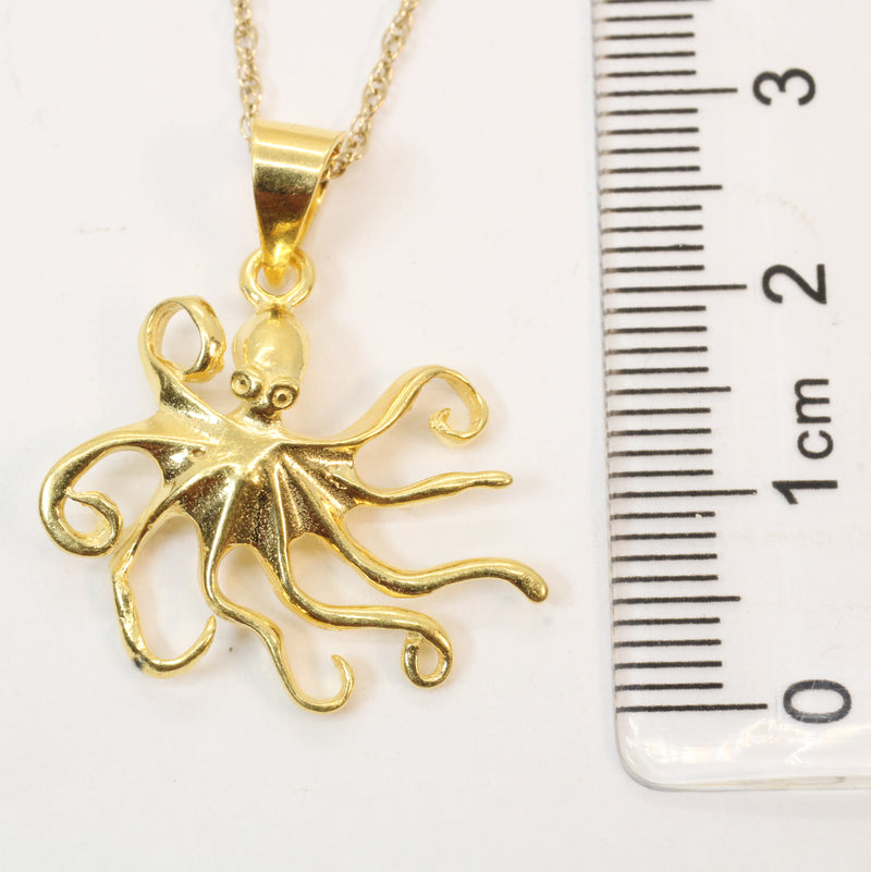 Gold Octopus or Squid Necklace made in 14kt gold vermeil