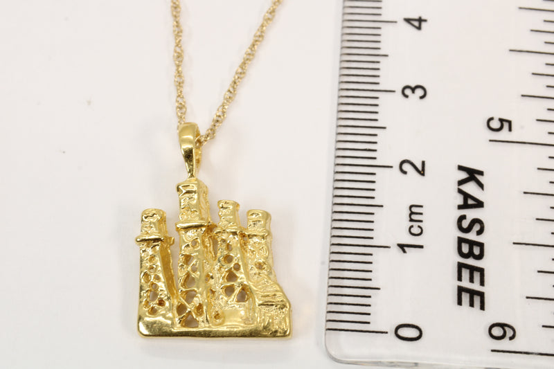 Gold Oil Wells Derricks Necklace for him made in 14kt gold vermeil
