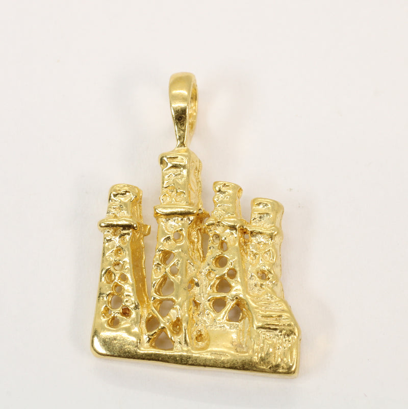 Gold Oil Wells Derricks Necklace for him made in 14kt gold vermeil