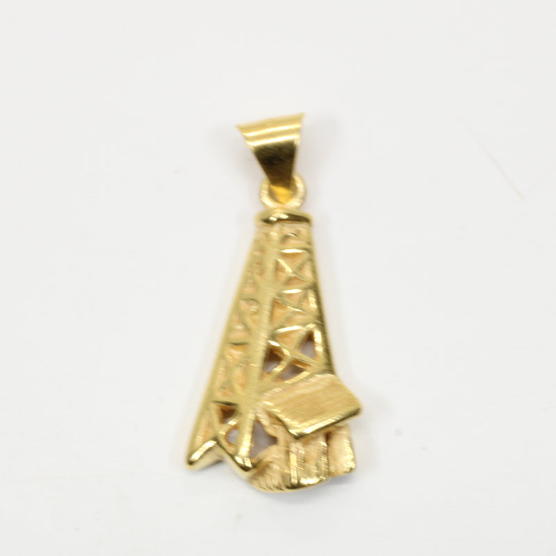Gold Oil Derrick Necklace for him or her made in 14kt gold vermeil