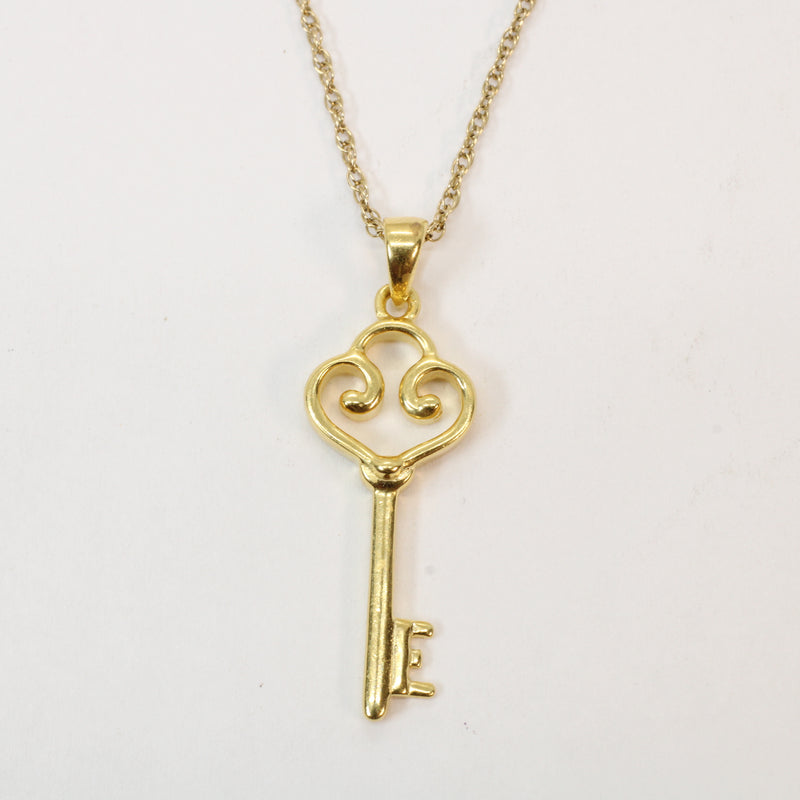 Gold Large Heart Key Necklace made in 14kt gold vermeil for him or her