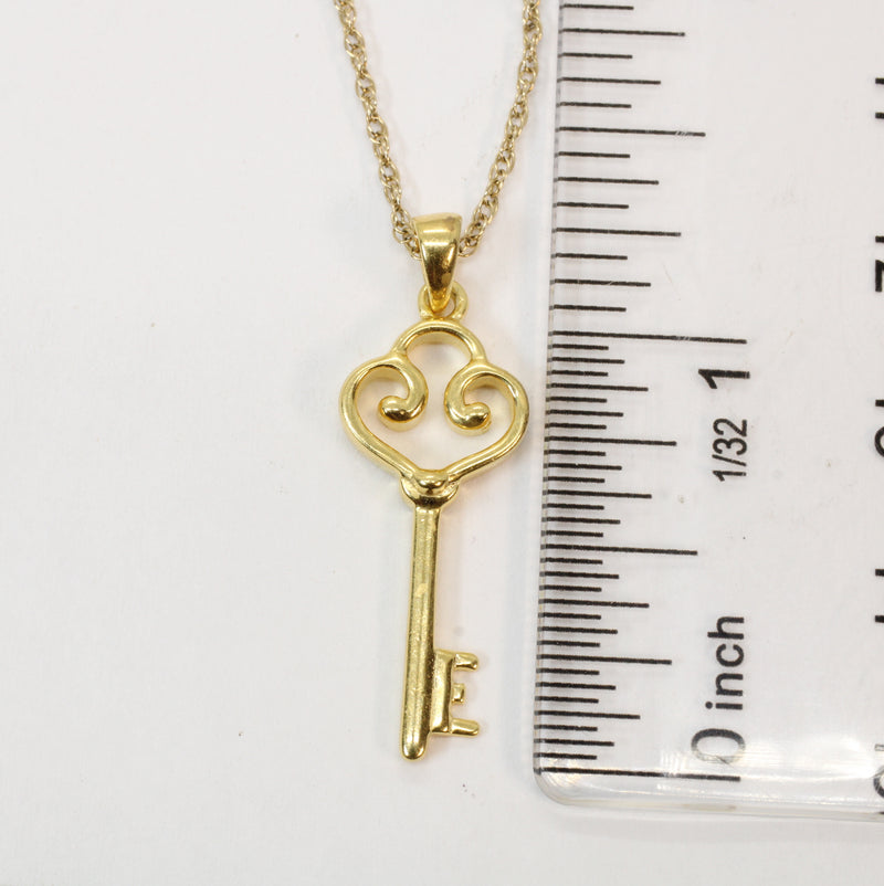 Gold Large Heart Key Necklace made in 14kt gold vermeil for him or her