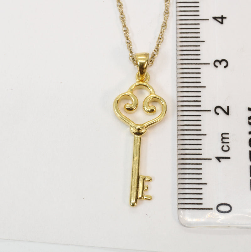 Gold Large Heart Key Necklace made in 14kt gold vermeil for him or her