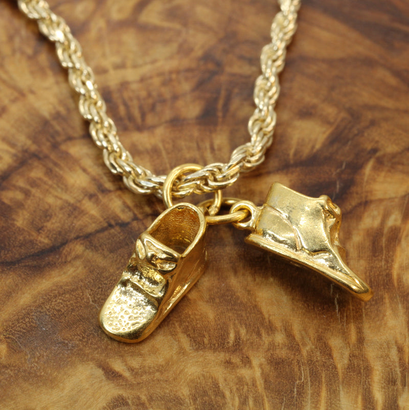 Gold Pair of Baby Shoes Necklace made in 14kt gold Vermeil for new mom