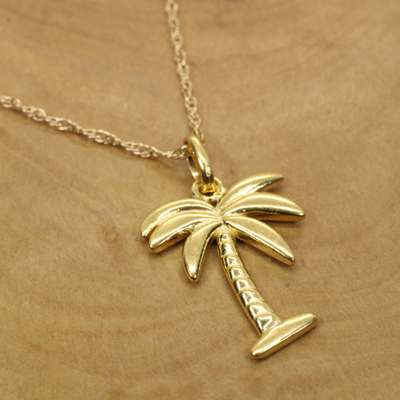 Gold Palm Tree or Coconut Tree Necklace for her made in 14kt gold vermeil