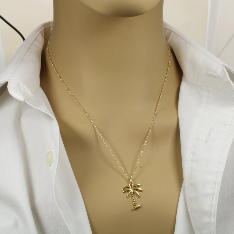 Gold Palm Tree or Coconut Tree Necklace for her made in 14kt gold vermeil