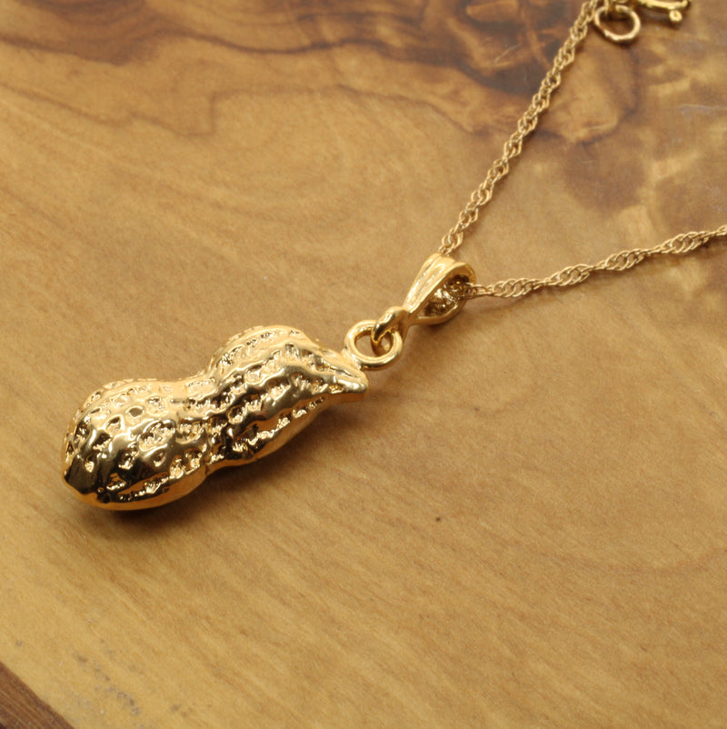 Gold Red Jasper Peanut Necklace with two peanuts 14kt Gold Vermeil