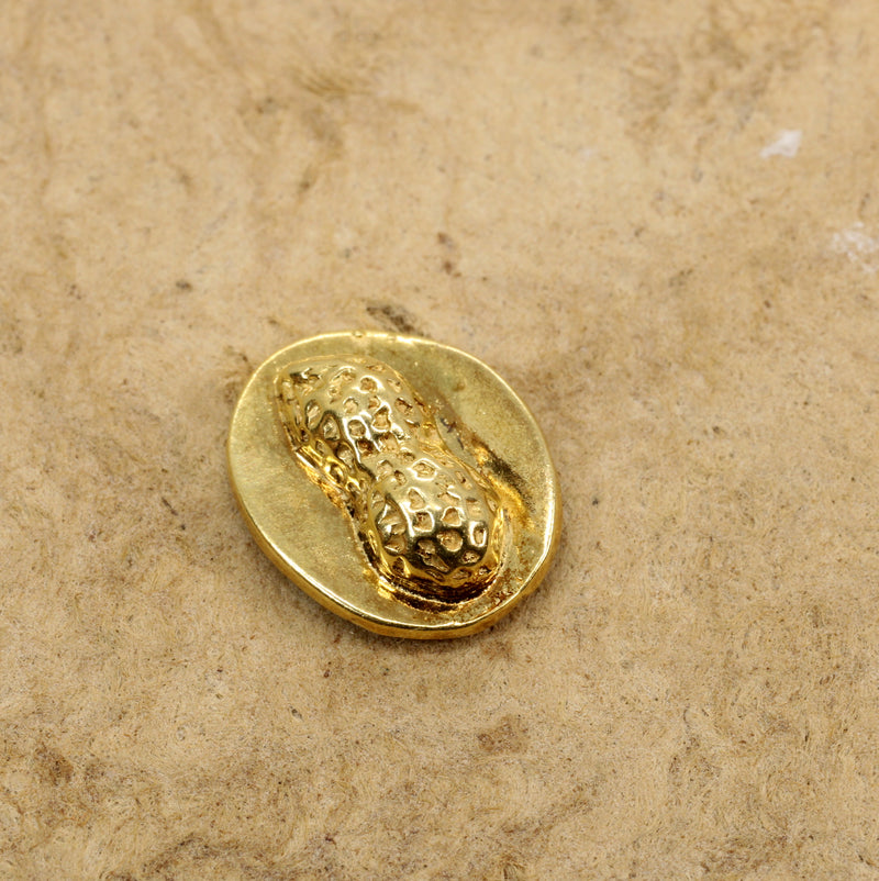 Gold Peanut Tie tack or Pin made in 14kt gold Vermeil