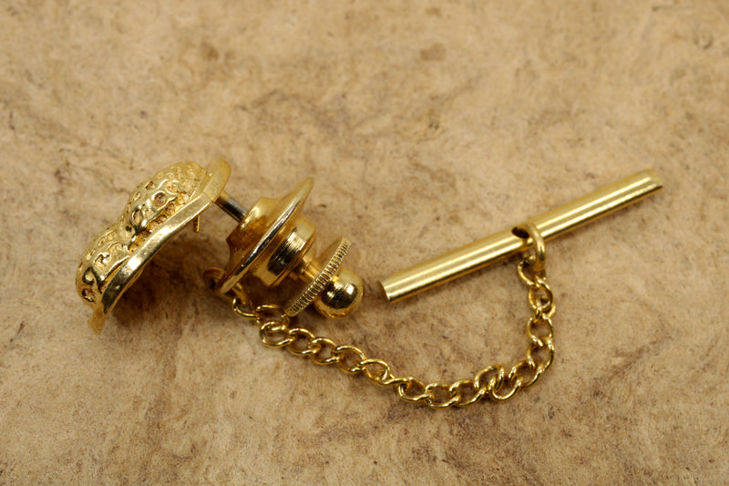 Gold Peanut Tie tack or Pin made in 14kt gold Vermeil