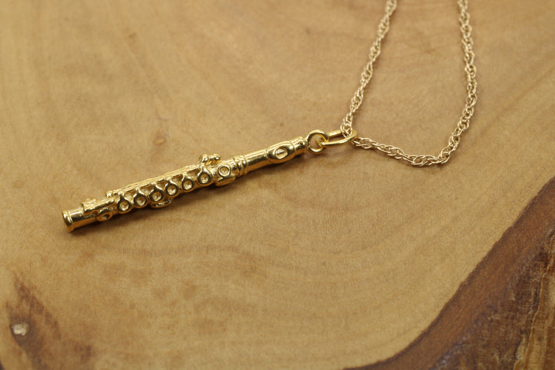 Gold Piccolo Necklace for him or her made in 14kt gold vermeil