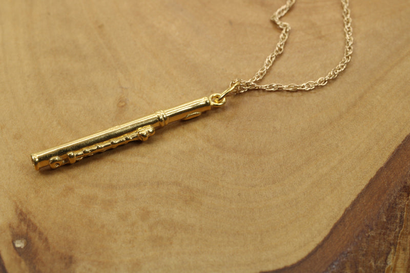 Gold Piccolo Necklace for him or her made in 14kt gold vermeil