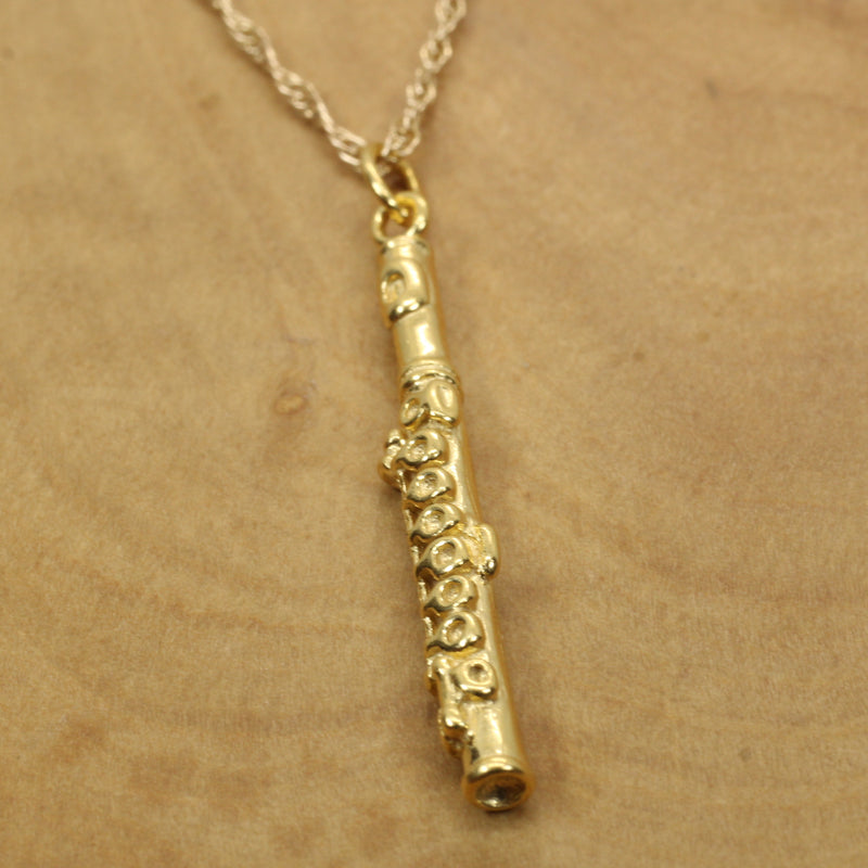 Gold Piccolo Necklace for him or her made in 14kt gold vermeil