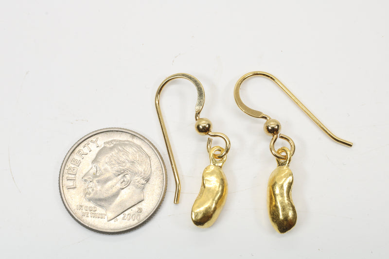 Gold pinto bean or black-eyed pea Earrings made in 14kt gold Vermeil