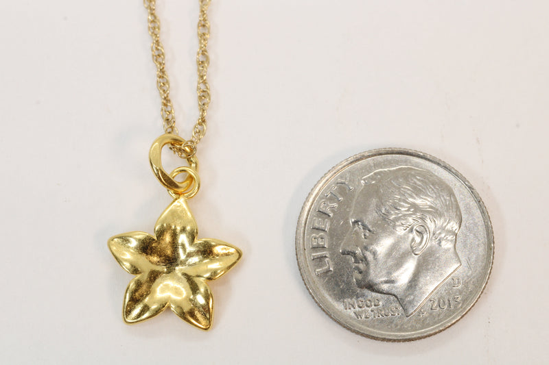 Gold Plumeria Flower Necklace made in 14kt Gold Vermeil for her